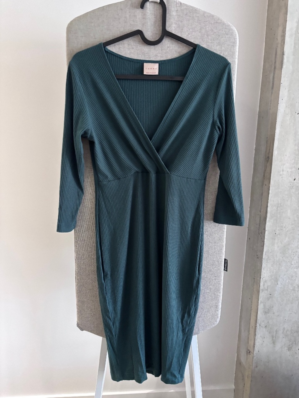 Soft Organic Bamboo Rib Forest Green Maternity & Nursing Dress